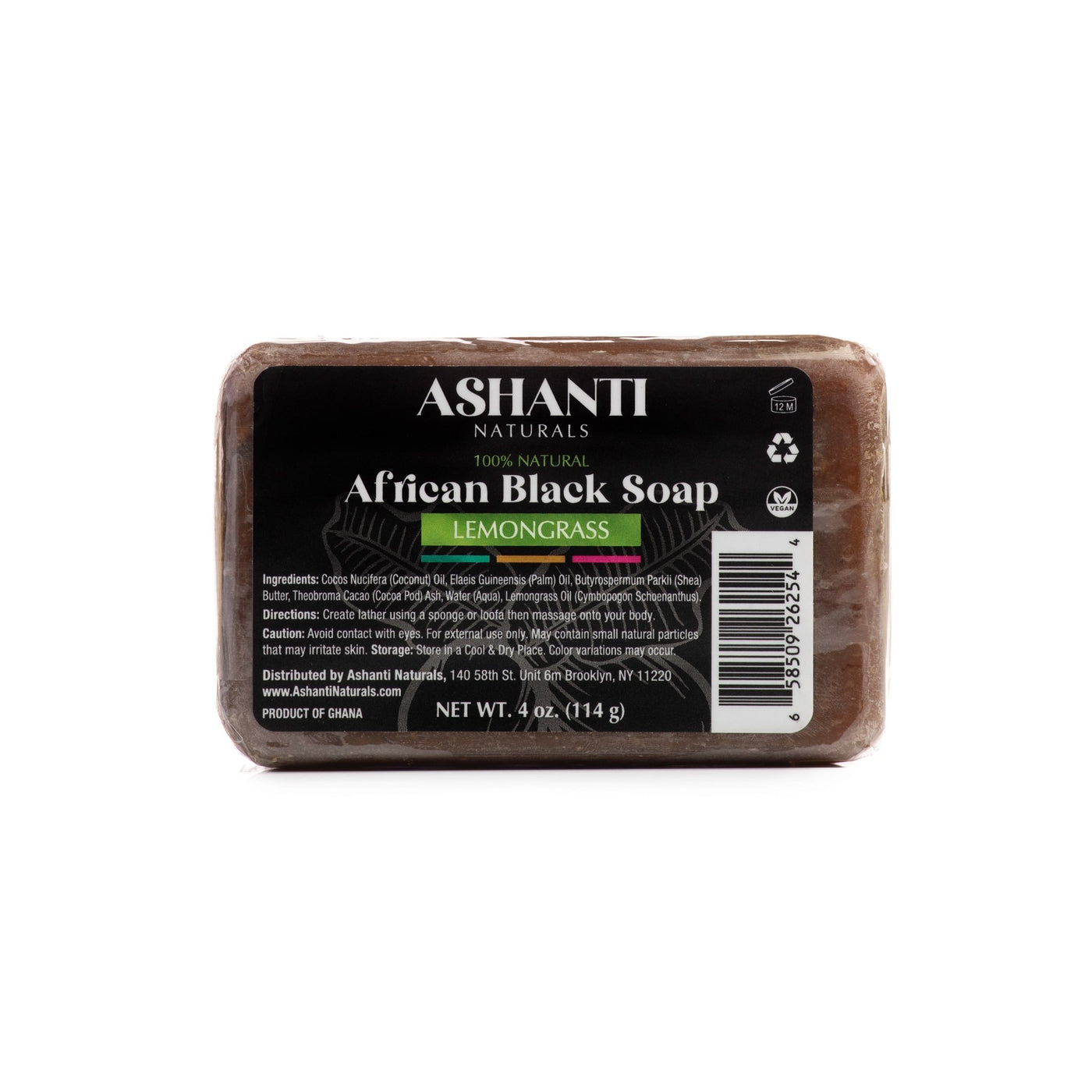 ASHANTI - AFRICAN BLACK SOAP BAR - 4 OZ- LEMONGRASS - Back2Africa