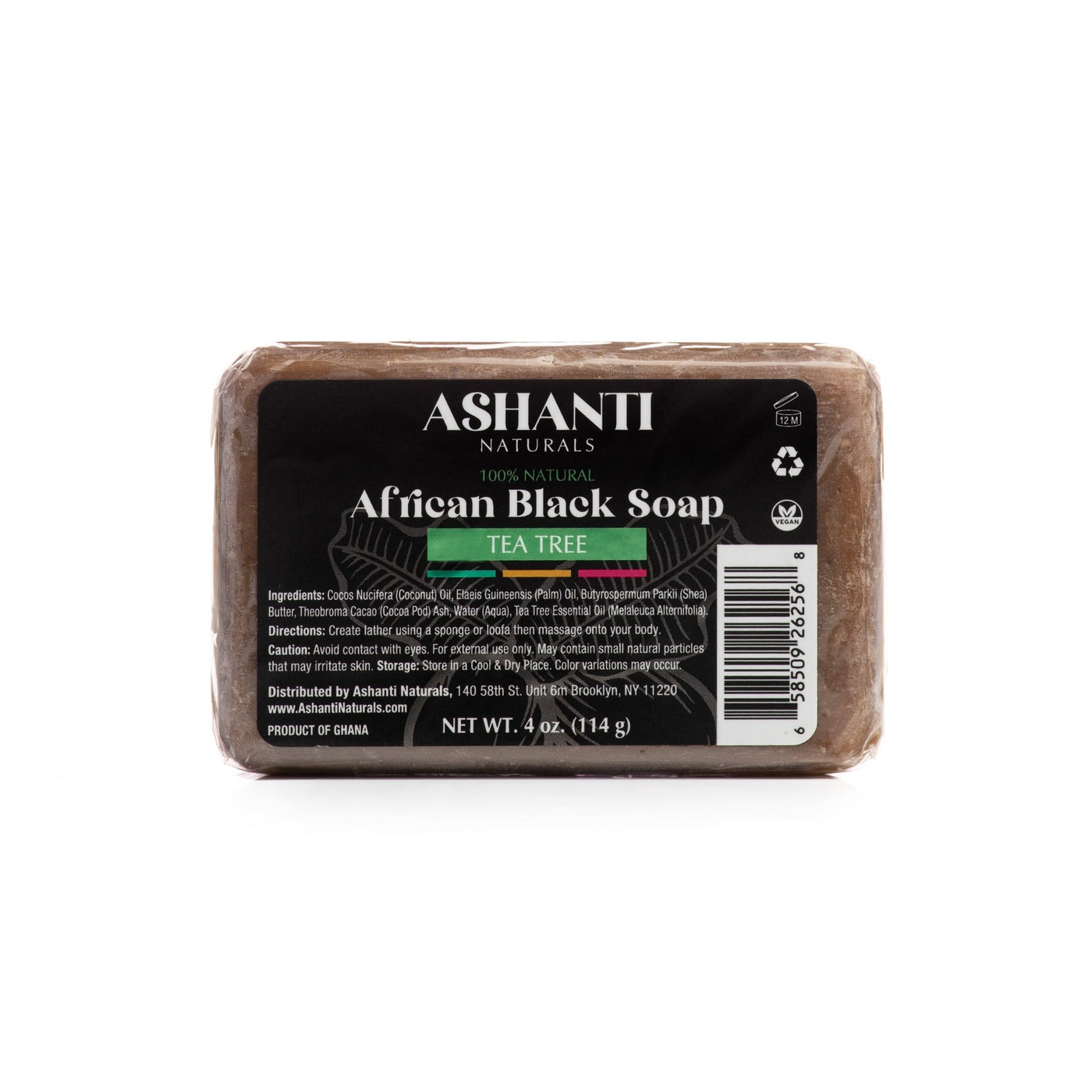 ASHANTI - AFRICAN BLACK SOAP BAR - 4 OZ- TEA TREE - Back2Africa