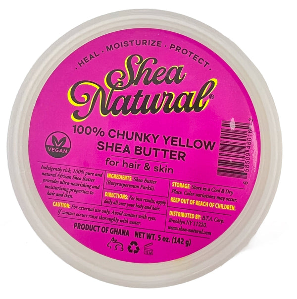 SHEA NATURAL - 100% CHUNKY YELLOW AFRICAN SHEA BUTTER 5 oz