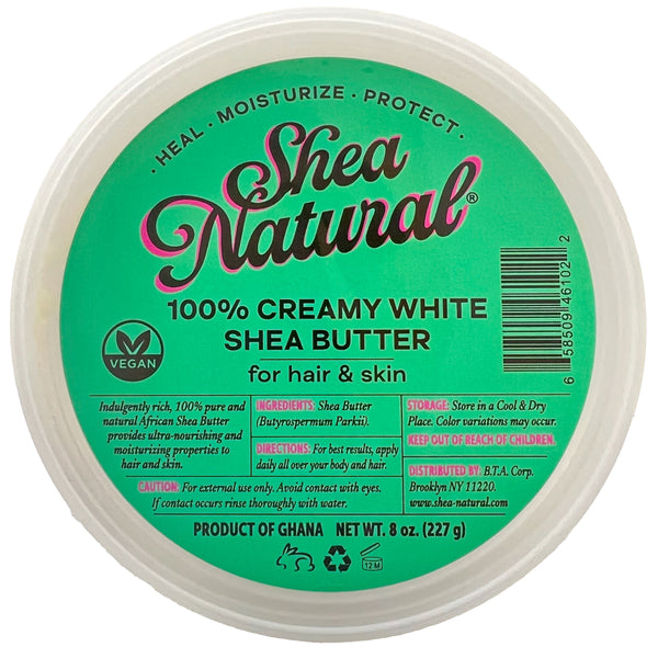 SHEA NATURAL - 100% CREAMY WHITE AFRICAN SHEA BUTTER 8 oz