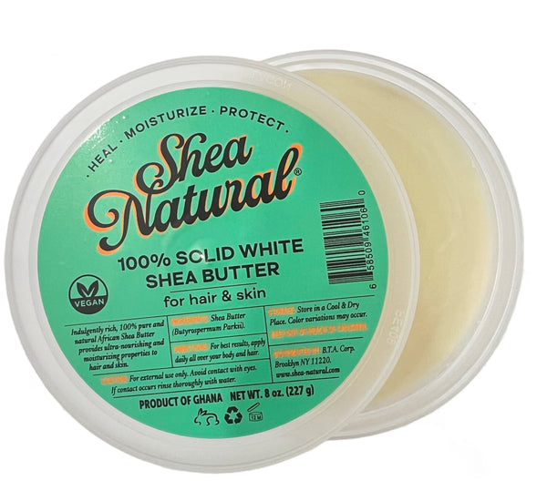 SHEA NATURAL - 100% SOLID WHITE AFRICAN SHEA BUTTER 8 oz