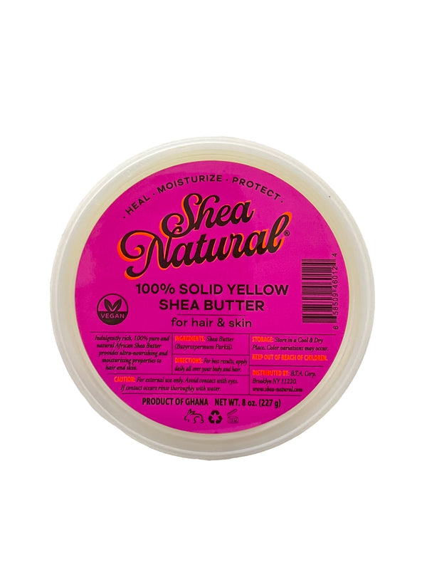 SHEA NATURAL - 100% SOLID YELLOW AFRICAN SHEA BUTTER 8 oz