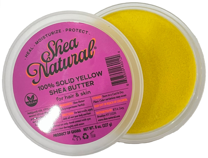 SHEA NATURAL - 100% SOLID YELLOW AFRICAN SHEA BUTTER 8 oz