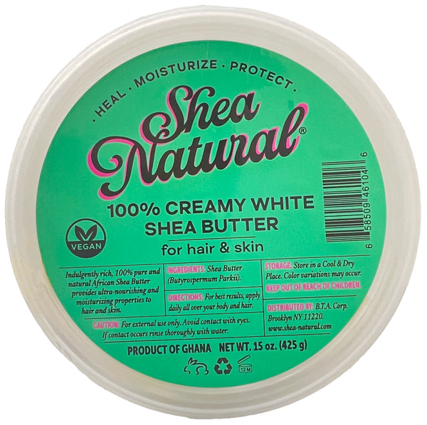 SHEA NATURAL - 100% CREAMY WHITE AFRICAN SHEA BUTTER 15 oz
