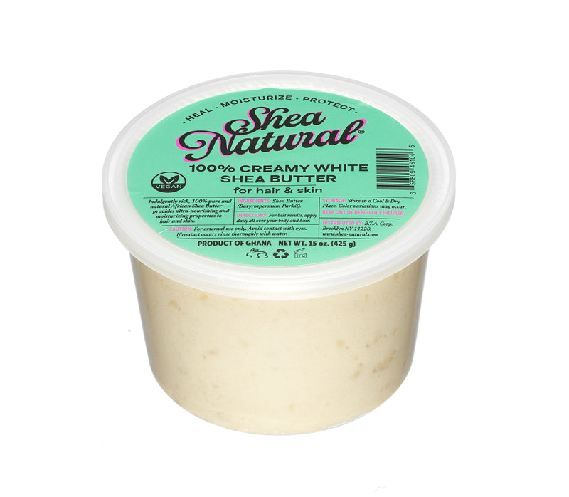 SHEA NATURAL - 100% CREAMY WHITE AFRICAN SHEA BUTTER 15 oz