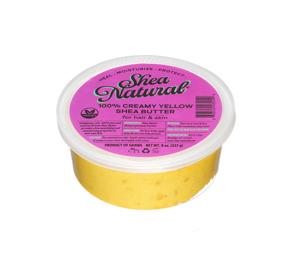 SHEA NATURAL - 100% CREAMY YELLOW AFRICAN SHEA BUTTER 8 oz