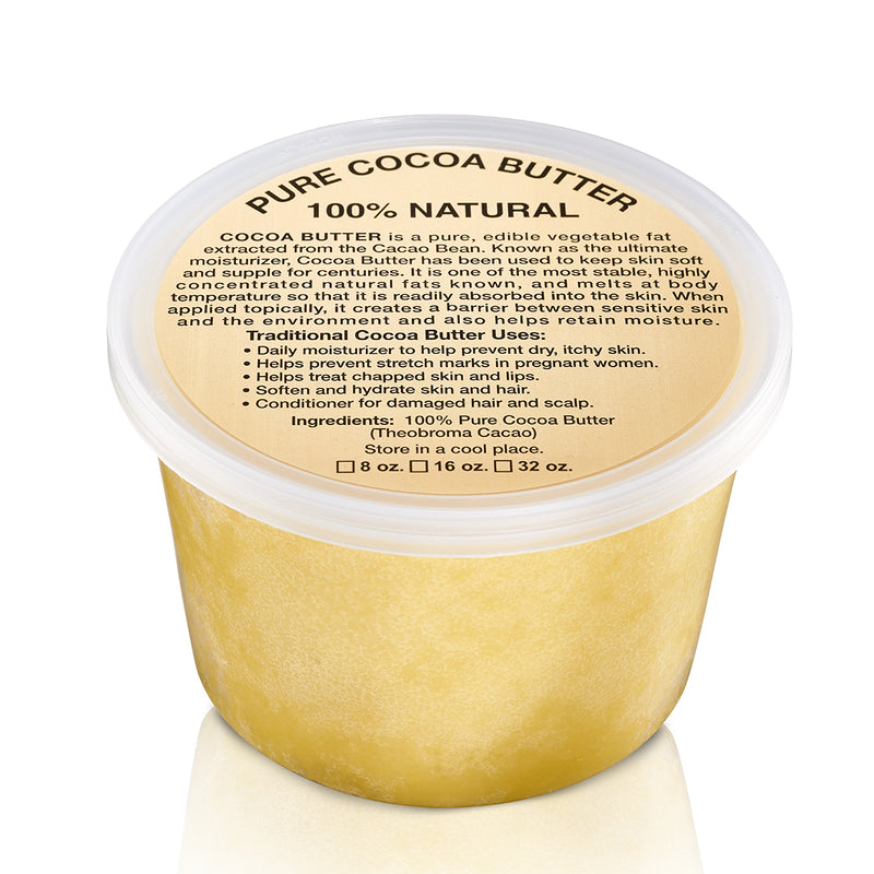 32oz JAR: PURE NATURAL RAW COCOA BUTTER (AFRICAN)