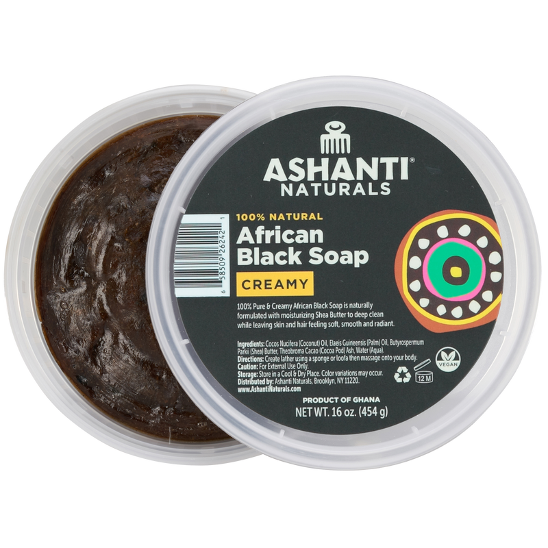 ASHANTI - 100% CREAMY AFRICAN BLACK SOAP - 16 OZ
