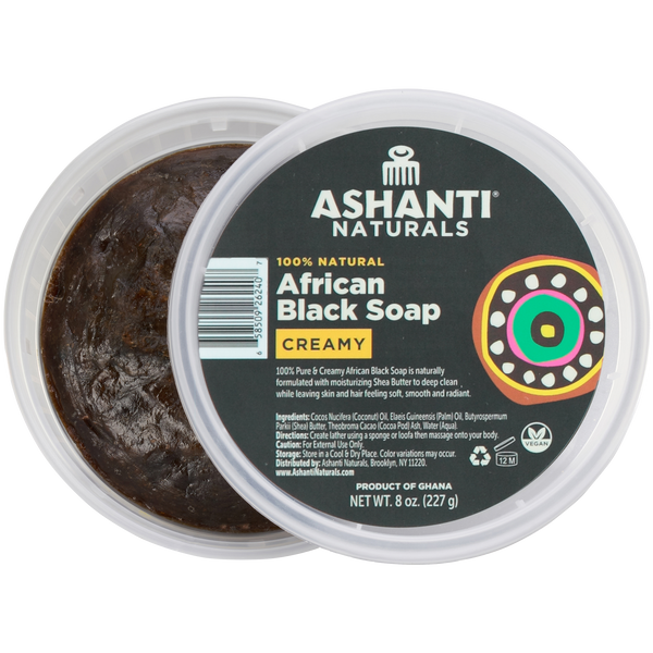 ASHANTI - 100% CREAMY AFRICAN BLACK SOAP - 8 OZ