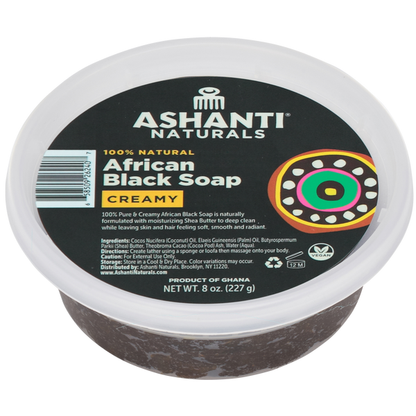 ASHANTI - 100% CREAMY AFRICAN BLACK SOAP - 8 OZ