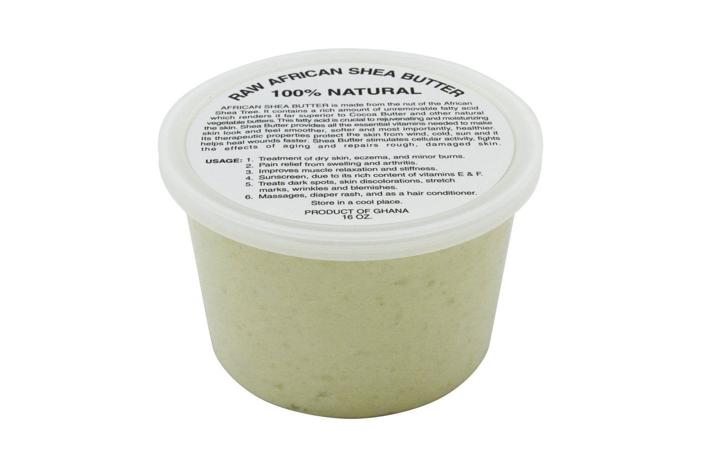 PURE NATURAL WHITE AFRICAN SHEA BUTTER FROM AFRICA: 15oz JAR - Back2Africa