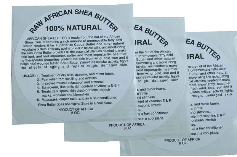 8oz: 100% PURE RAW WHITE SHEA BUTTER LABEL WHOLESALE - Back2Africa