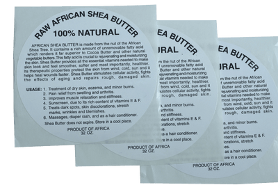28oz: 100% PURE RAW WHITE SHEA BUTTER LABEL (PCS): WHOLESALE - Back2Africa