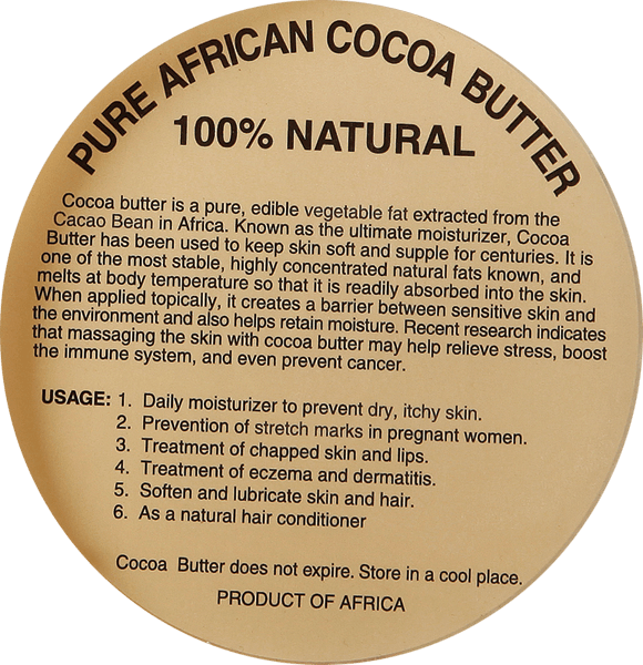 100% PURE NATURAL AFRICAN COCOA BUTTER LABELS - Back2Africa