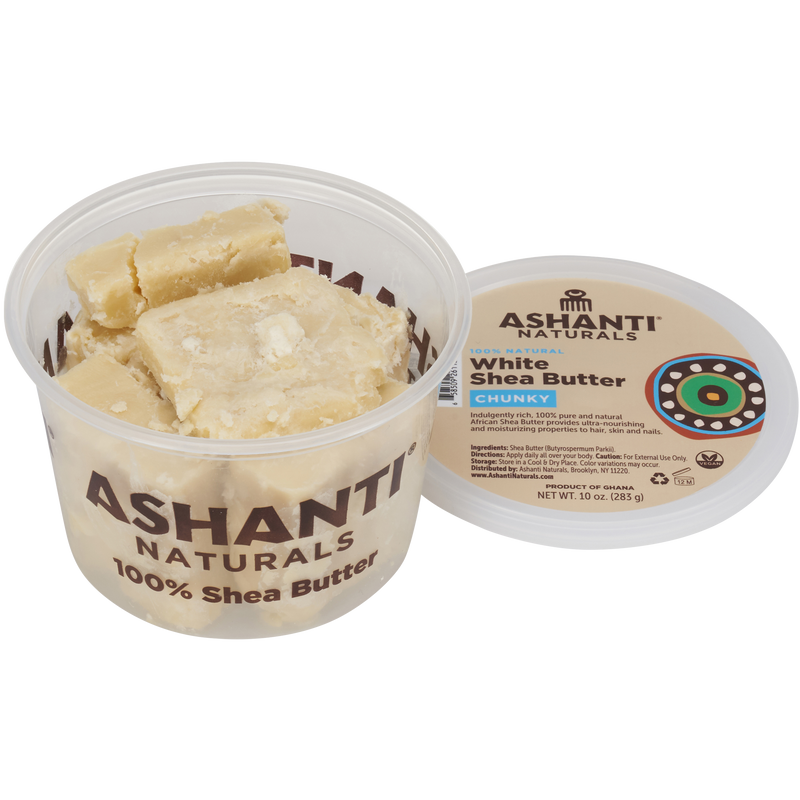 ASHANTI - 100% CHUNKY WHITE AFRICAN SHEA BUTTER 10 oz