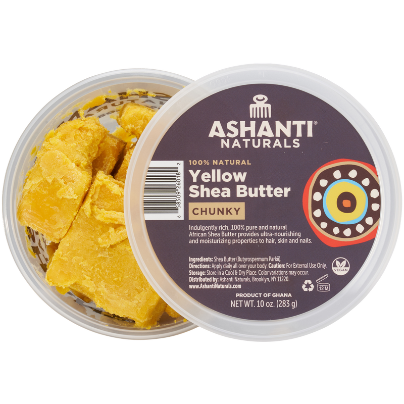 ASHANTI - 100% CHUNKY YELLOW AFRICAN SHEA BUTTER 10 oz