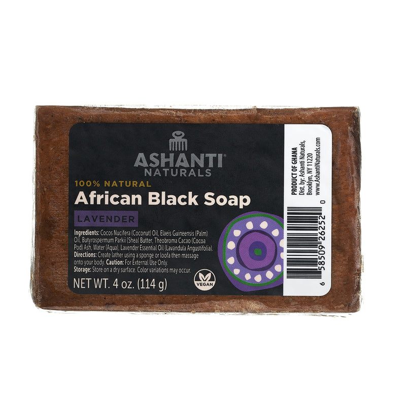 ASHANTI - AFRICAN BLACK SOAP BAR - 4 OZ- LAVENDER