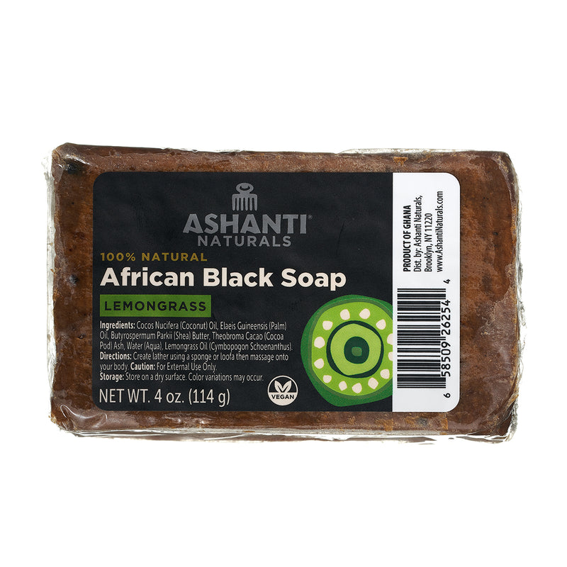 ASHANTI - AFRICAN BLACK SOAP BAR - 4 OZ- LEMONGRASS